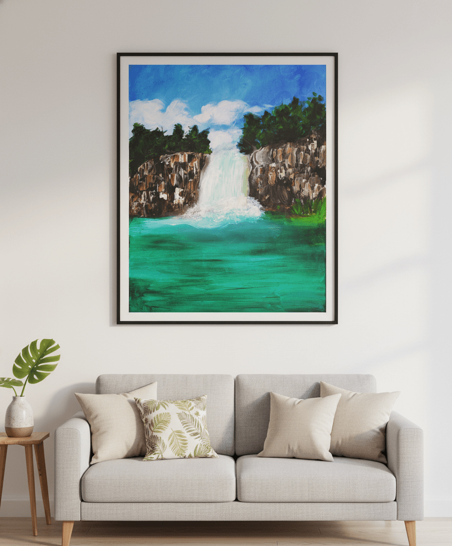Amazon Waterfall - A3 Art Print - Travel Through Art Studio