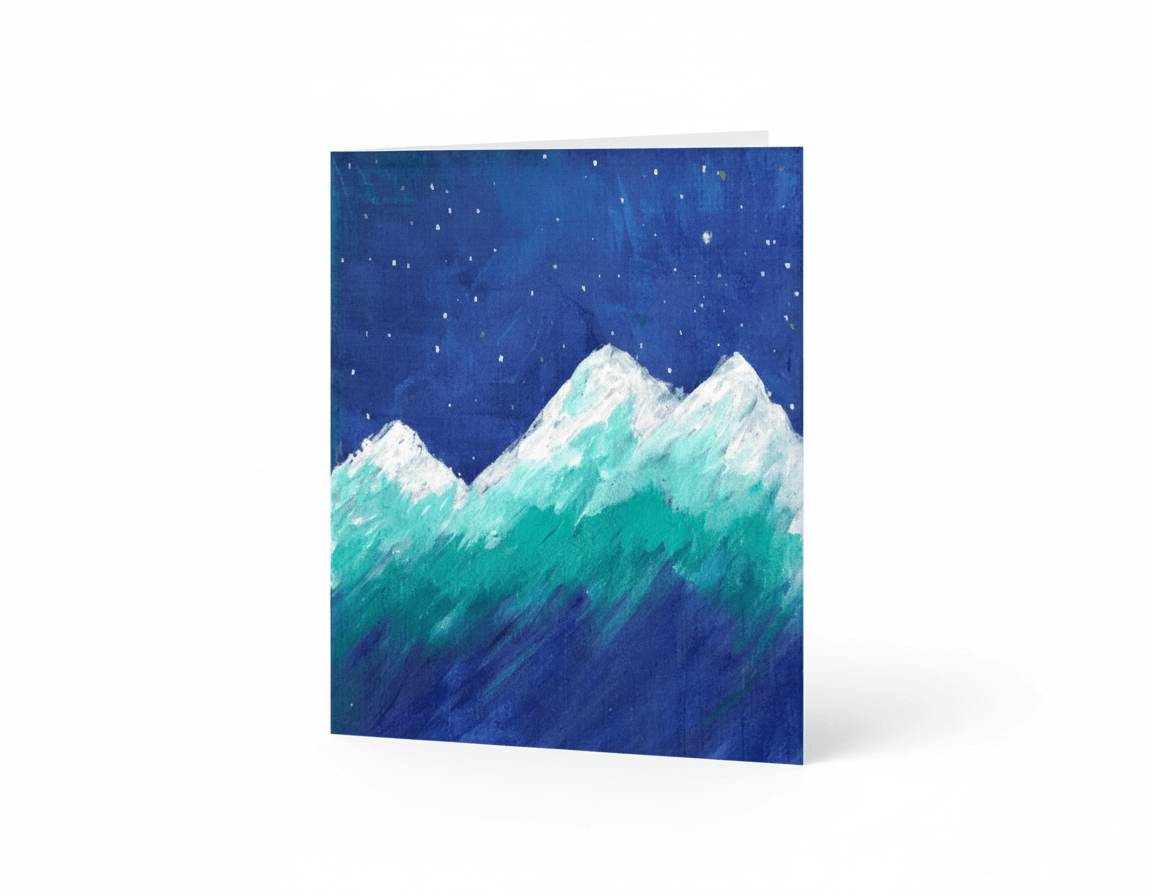 Snowy Mountain - A6 Christmas Card - Travel Through Art Studio