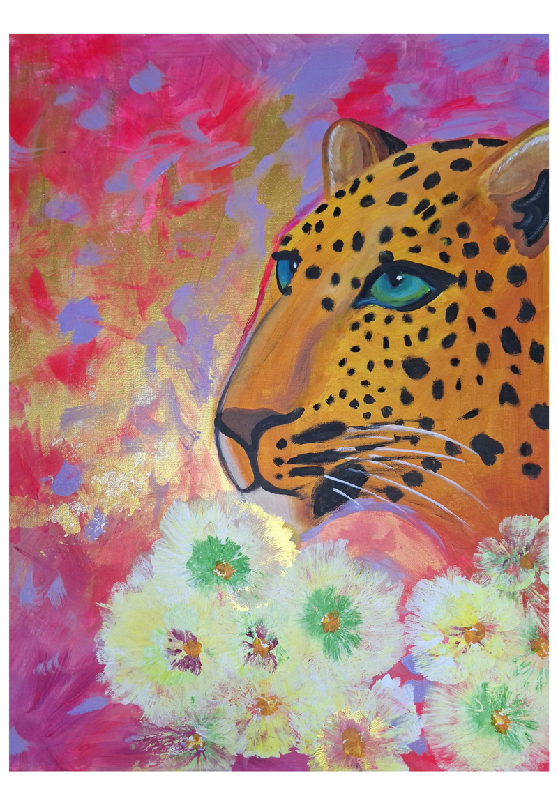 Jaguar in Flowers