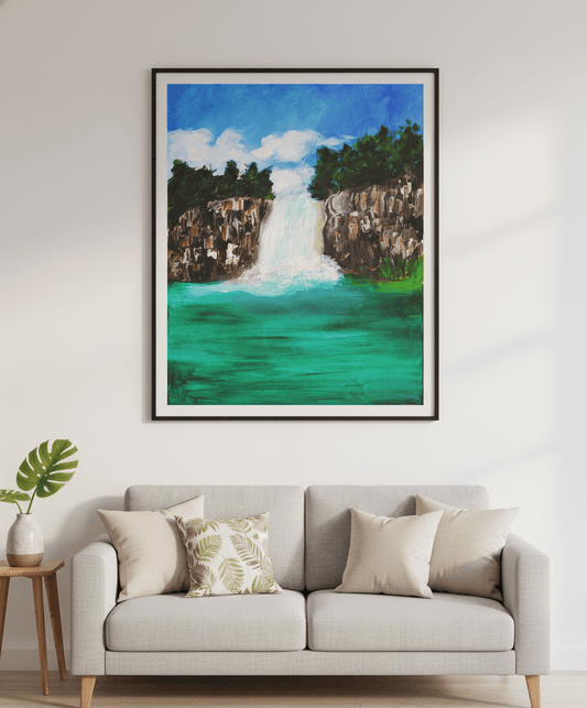 Amazon Waterfall - A3 Art Print - Travel Through Art Studio