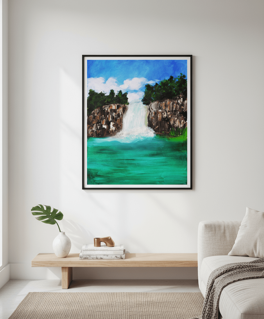 Amazon Waterfall - A4 Art Print - Travel Through Art Studio