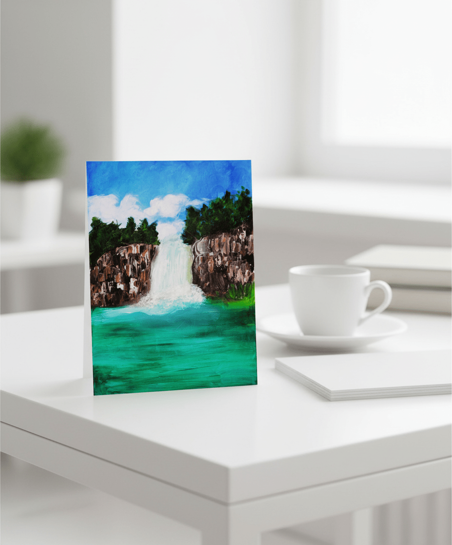 Amazon Waterfall - A6 Postcard - Travel Through Art Studio