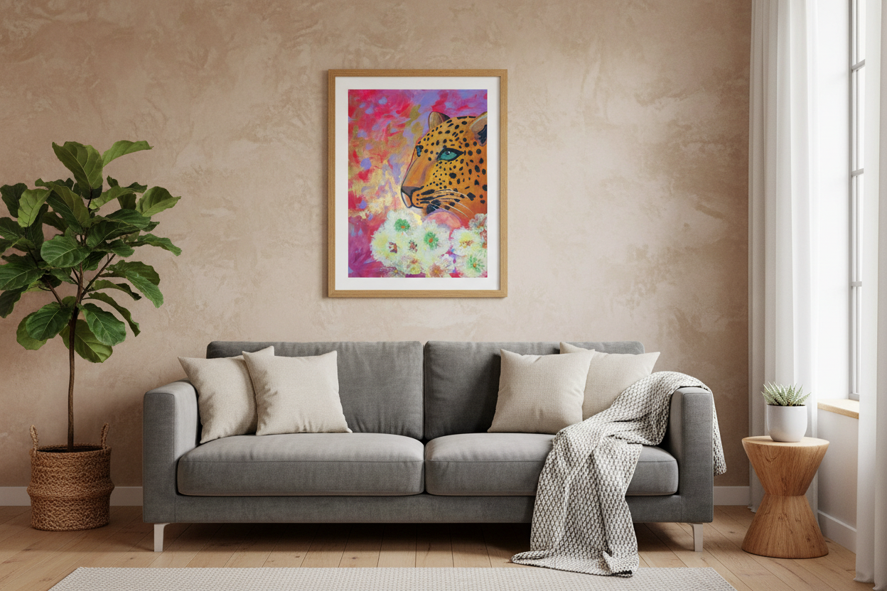 Jaguar in Flowers – Home Setting Mockup