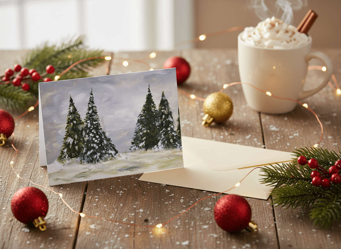 Silent Snow - A6 Christmas Card - Travel Through Art Studio